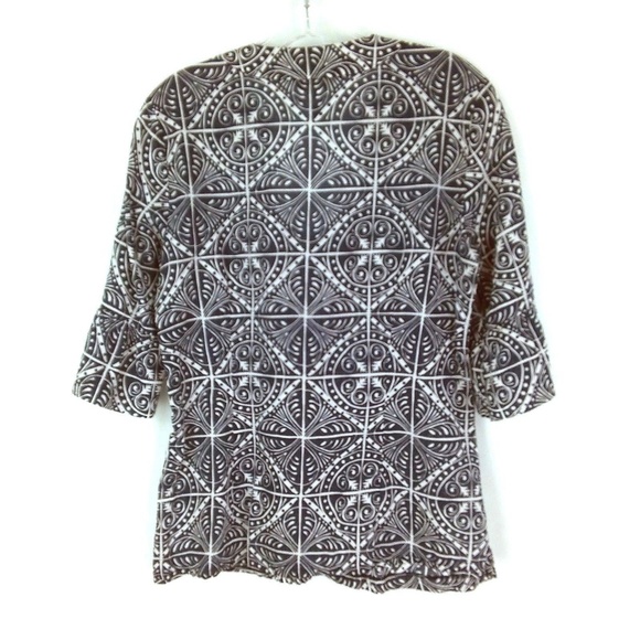 Banana Republic Tribal Tunic Blouse Sz M Blue - Picture 2 of 6